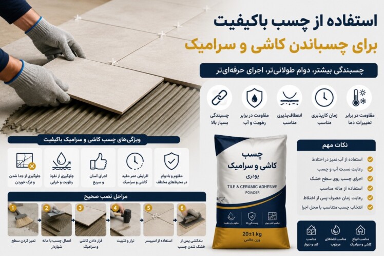 چسب کاشی و سرامیک باکیفیت | راهنمای انتخاب بهترین چسب برای نصب حرفهای